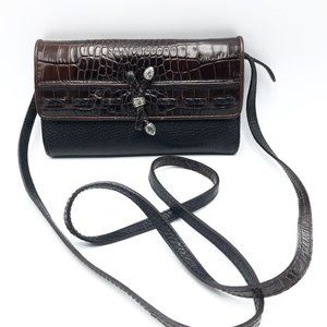BRIGHTON Vintage Checkbook Wallet on A String Purse Crossbody